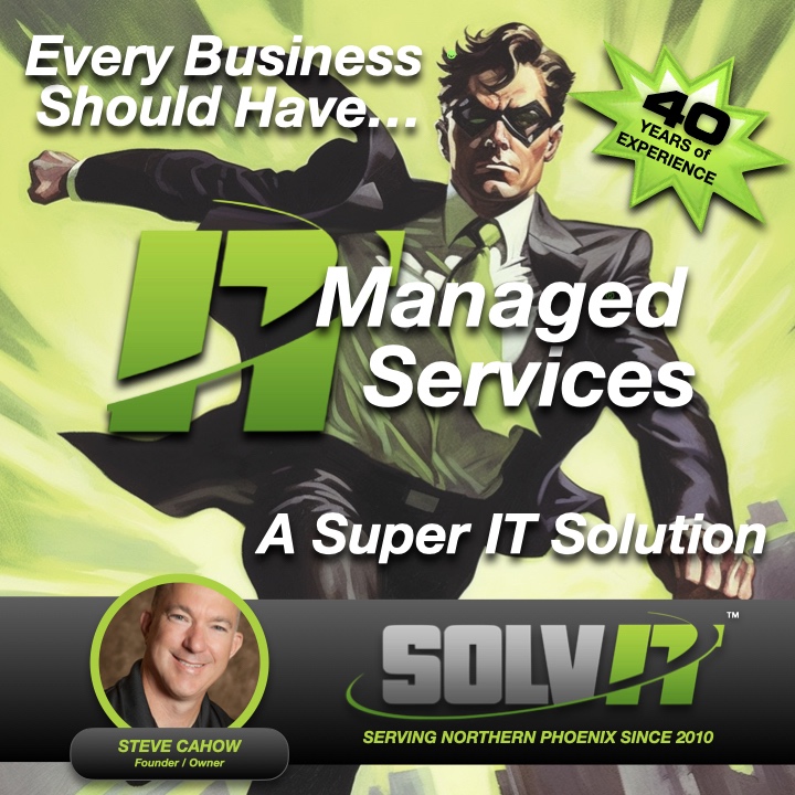 Superhero IT Guy picture for Harnessing the Power of IT Managed Services: Your Own Superhero TeamIn today's fast-paced digital landscape, businesses rely heavily on technology to drive their operations and stay competitive. However, managing complex IT infrastructures can be challenging and time-consuming, especially for organizations lacking dedicated expertise in the field. This is where IT Managed Services come to the rescue, acting as your very own IT superhero team at your fingertips. With a proactive approach that covers a wide range of technology needs, these services provide a cost-effective solution that offers complete peace of mind. Let's explore the remarkable benefits of IT Managed Services and how Solv IT Computer Support and Services™ can deliver high-level CTO performance for your business.